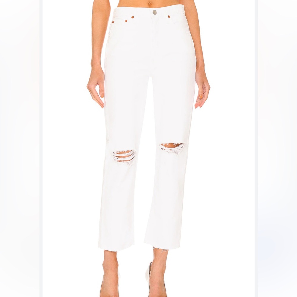 REDONE white destroy 70s stove pipe straight Jean